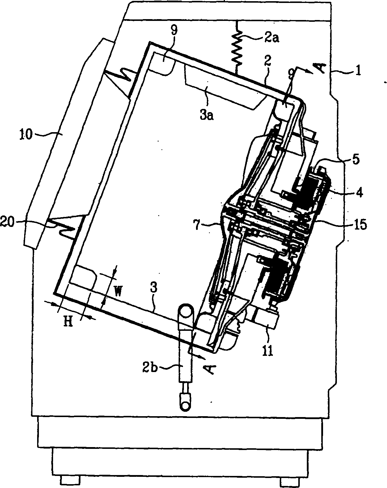 Inclined rotary drum washing machine with pulsative wheel