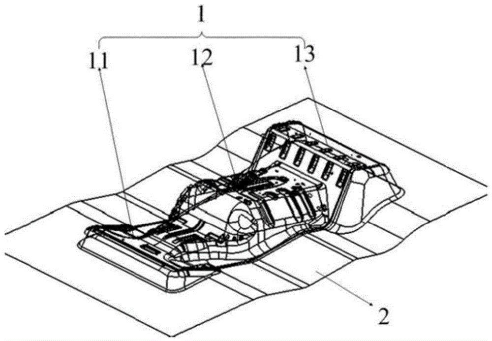 Floor in cab as well as drawing process and die for floor