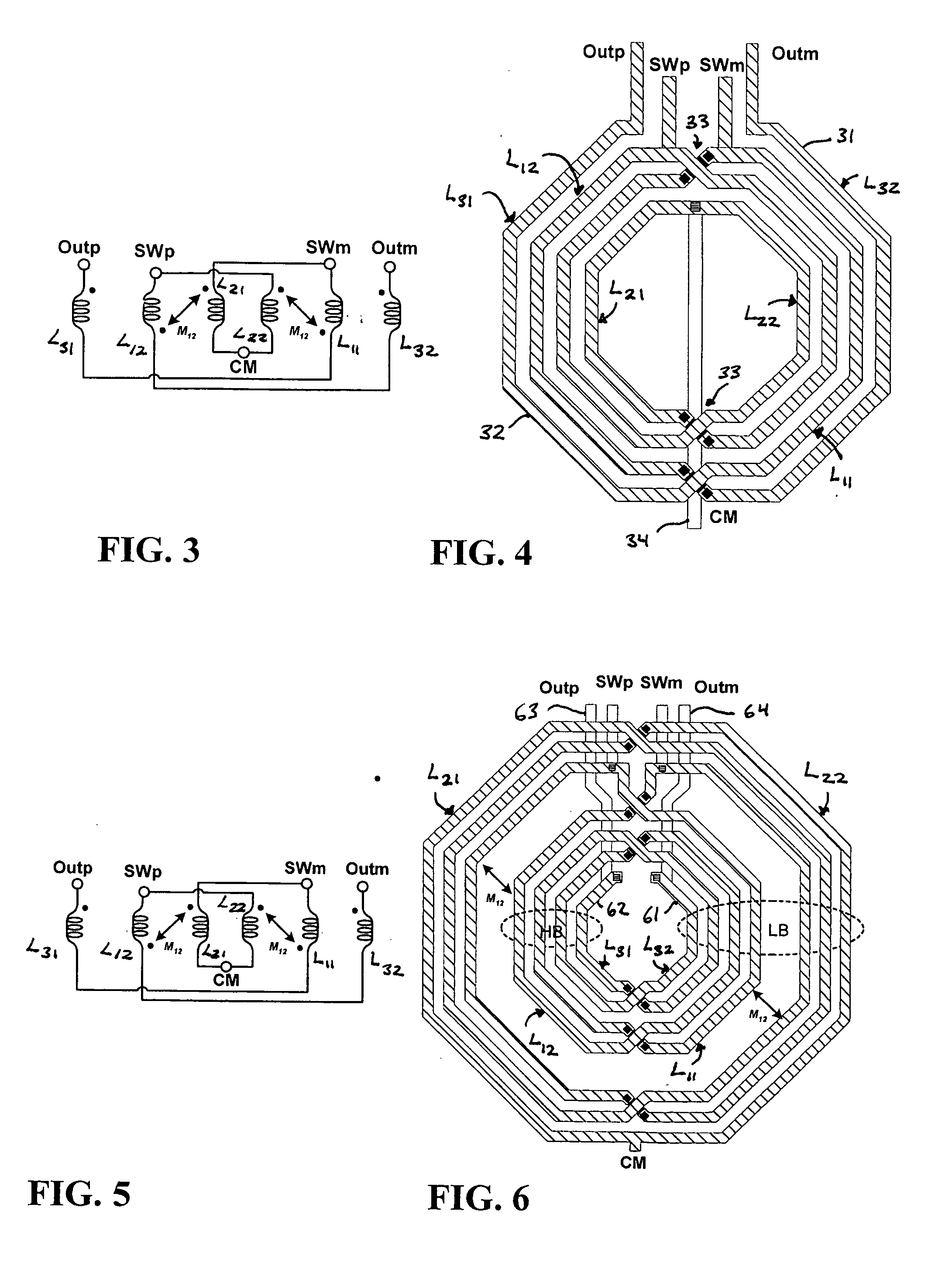 Inductor device for multiband radio frequency operation