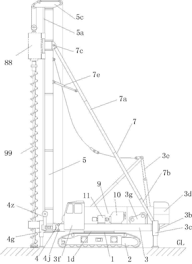 Crawler-type pile frame and method for mounting same