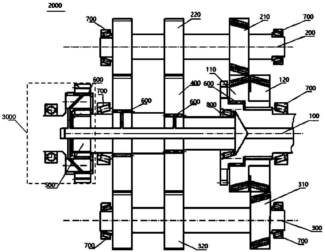 Speed changer provided with self-adaptive transmission device and both having single and double intermediate shaft advantages