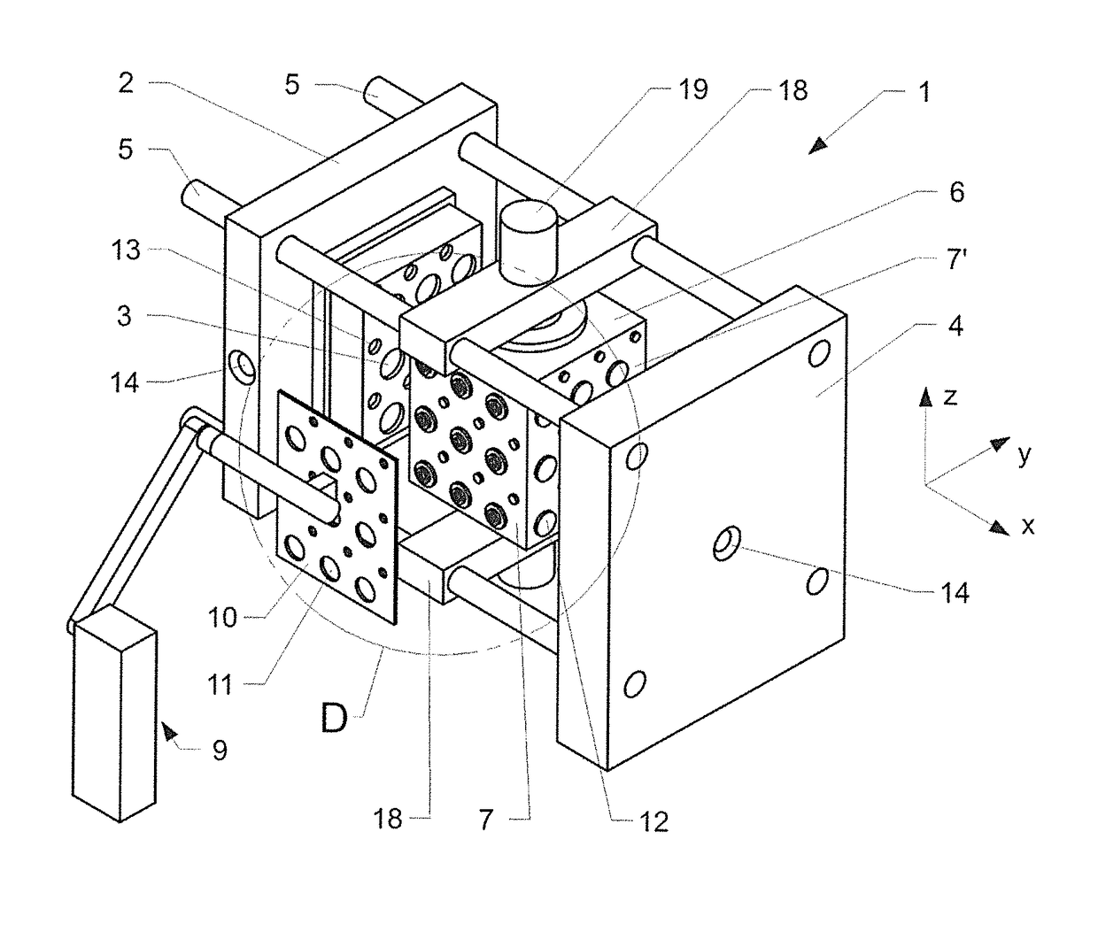 Device and method for producing injection-molded parts which comprise different components