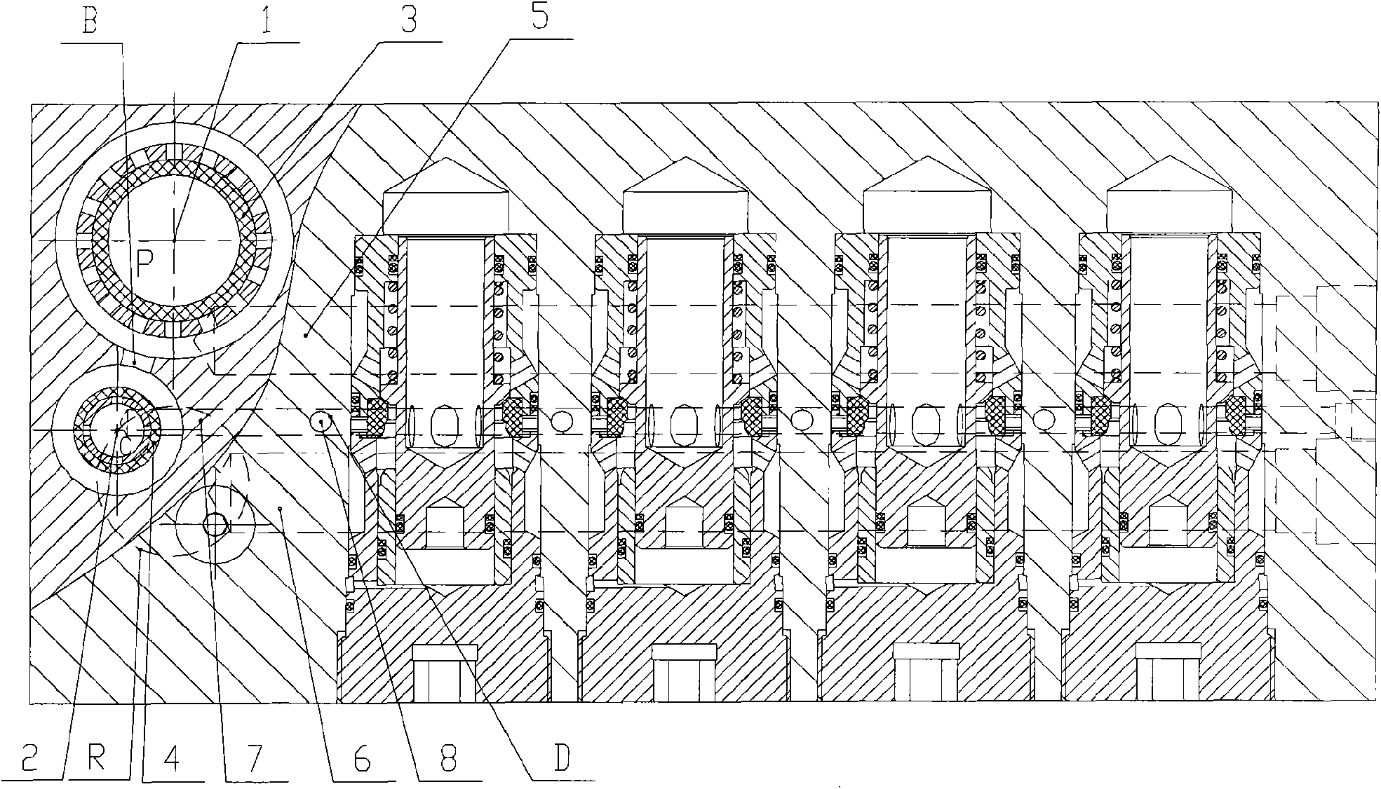 Integral plugged electric-hydraulic control reversing valve with classified filtering function