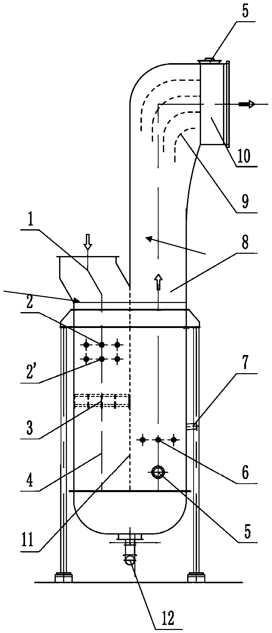 Dry desulfurization reaction device