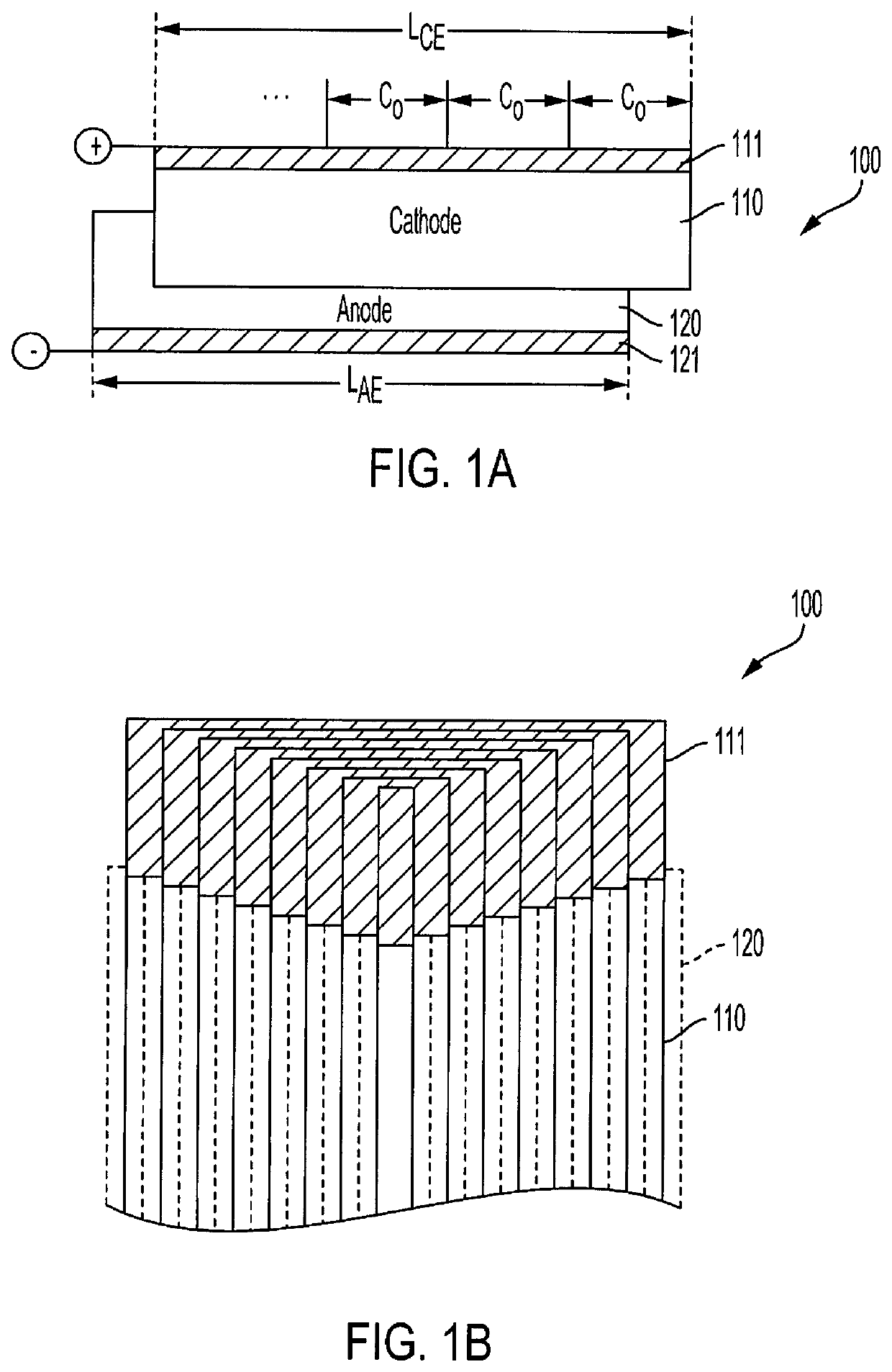 Batteries providing high power and high energy density