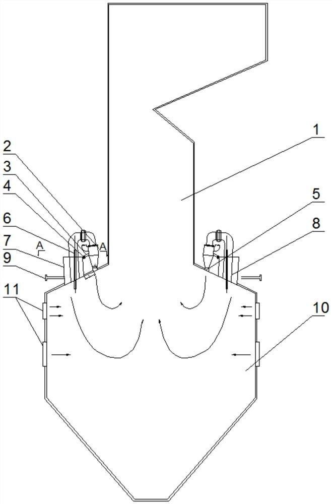 Oil secondary air assisted ignition self-stabilized combustion w flame boiler and self-stabilized combustion method