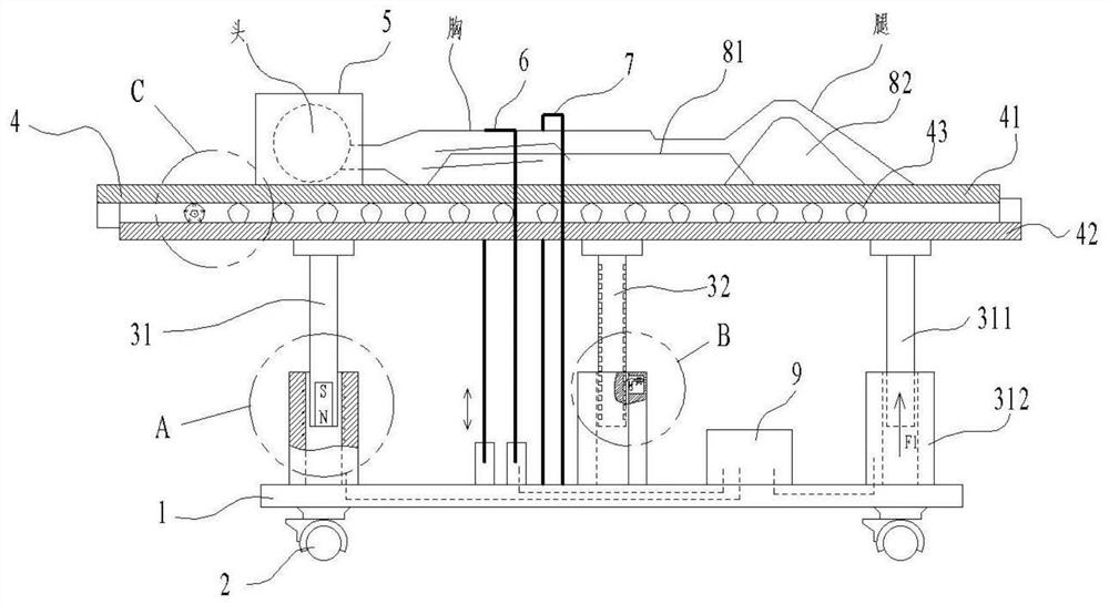 Anti-radiation auxiliary guide bed for liver cancer radiotherapy