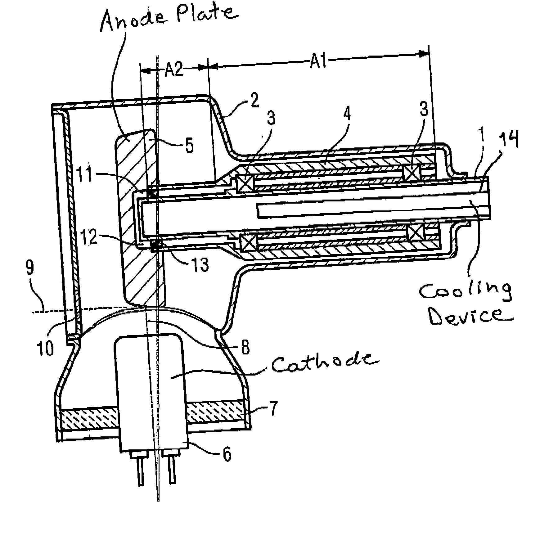 X-ray tube with rotary anode