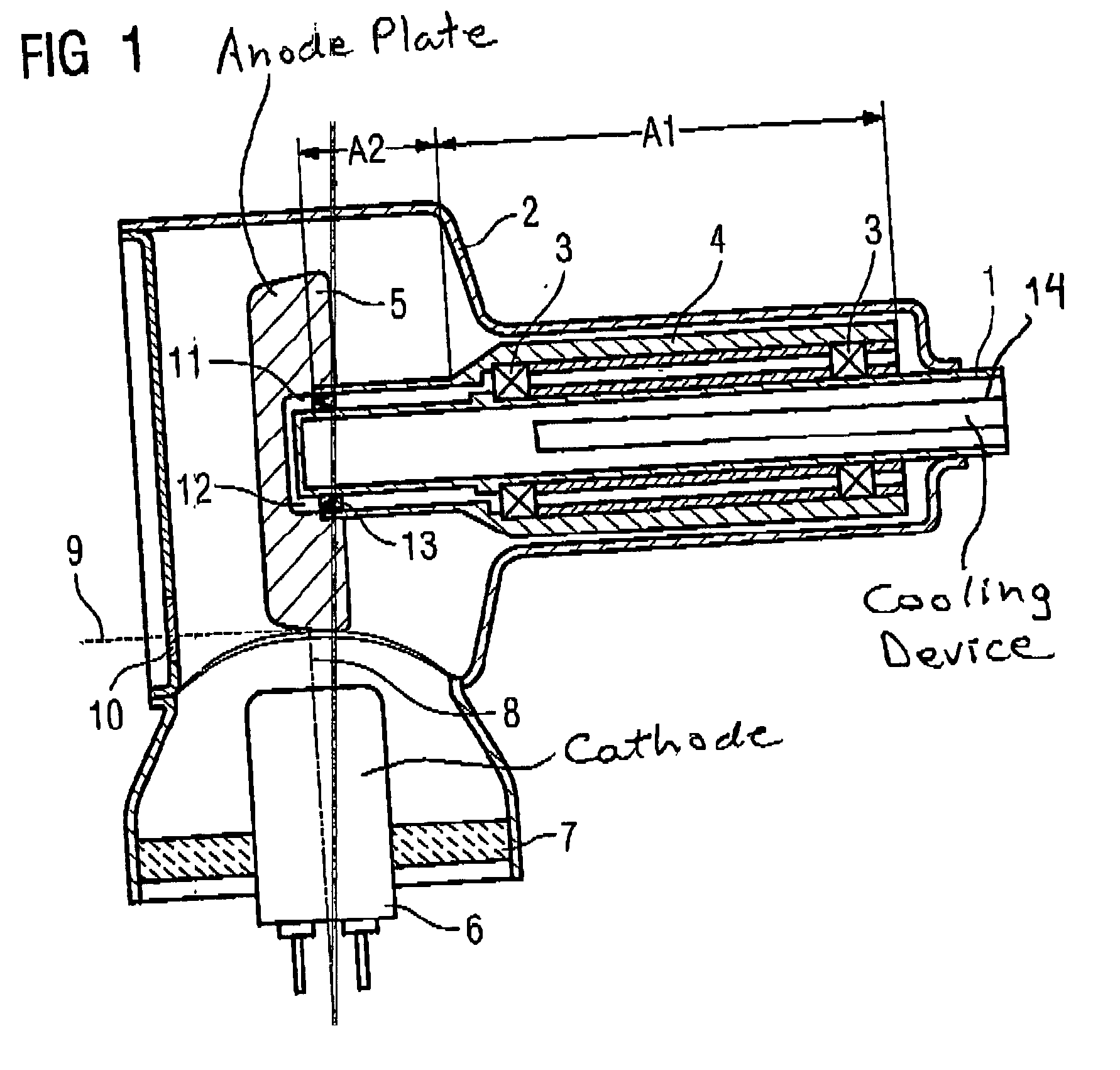 X-ray tube with rotary anode