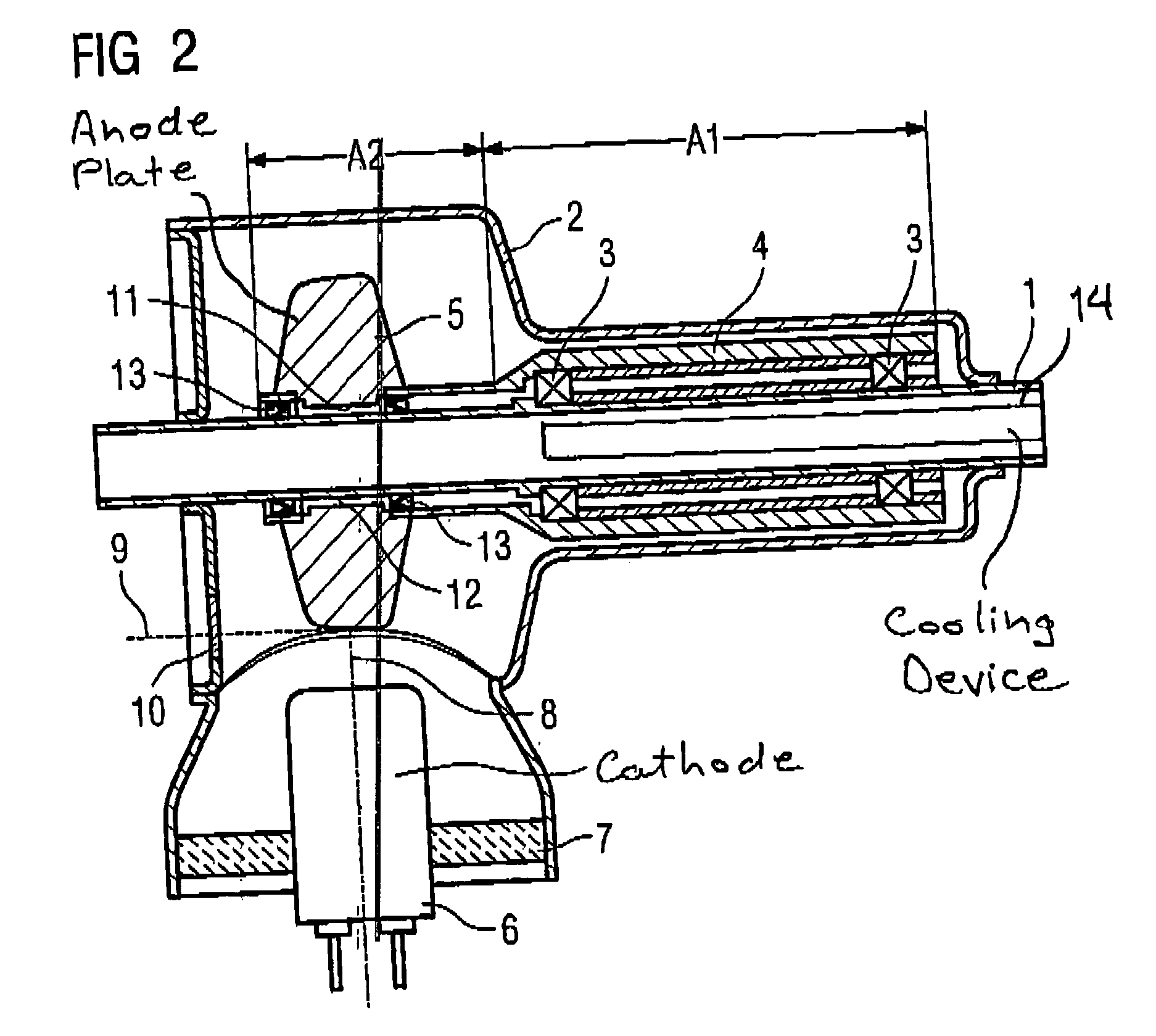 X-ray tube with rotary anode