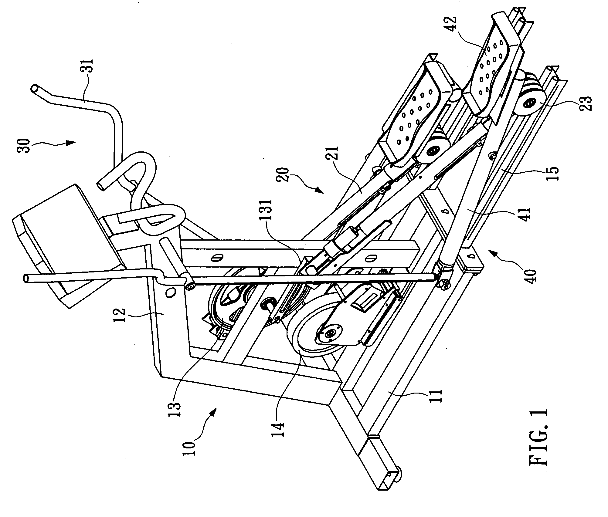 Elliptical exercise machine with adjustable exercising orbit