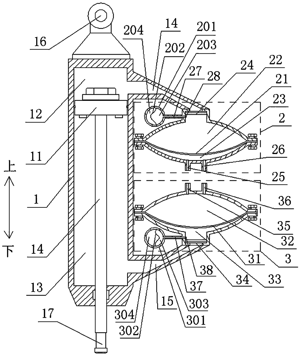 Double-diaphragm air compression damper