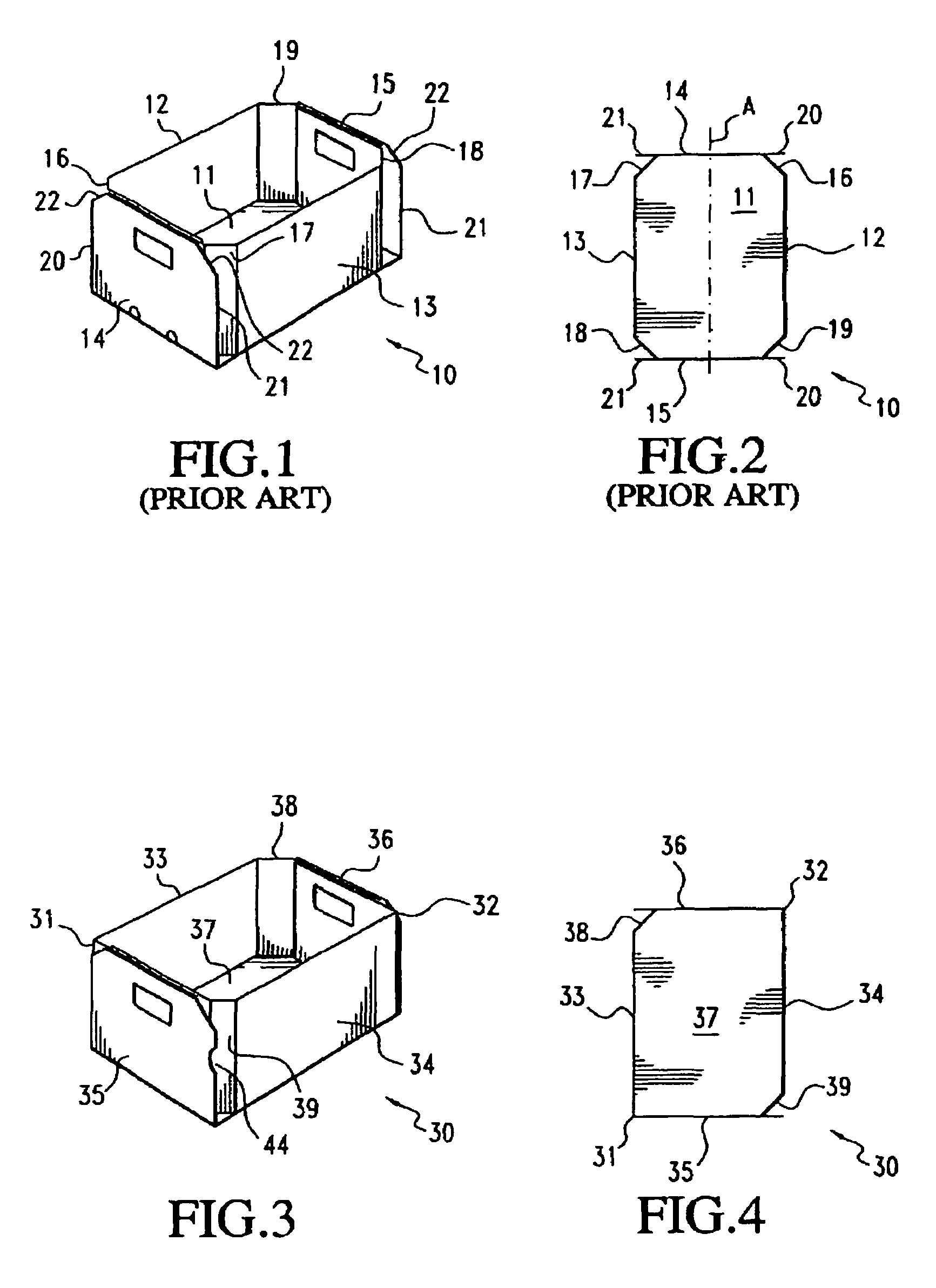 Container with improved stacking strength and resistance to lateral distortion