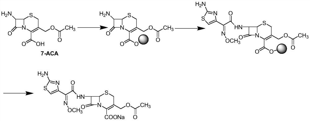 A kind of method of solid phase synthesis cefotaxime