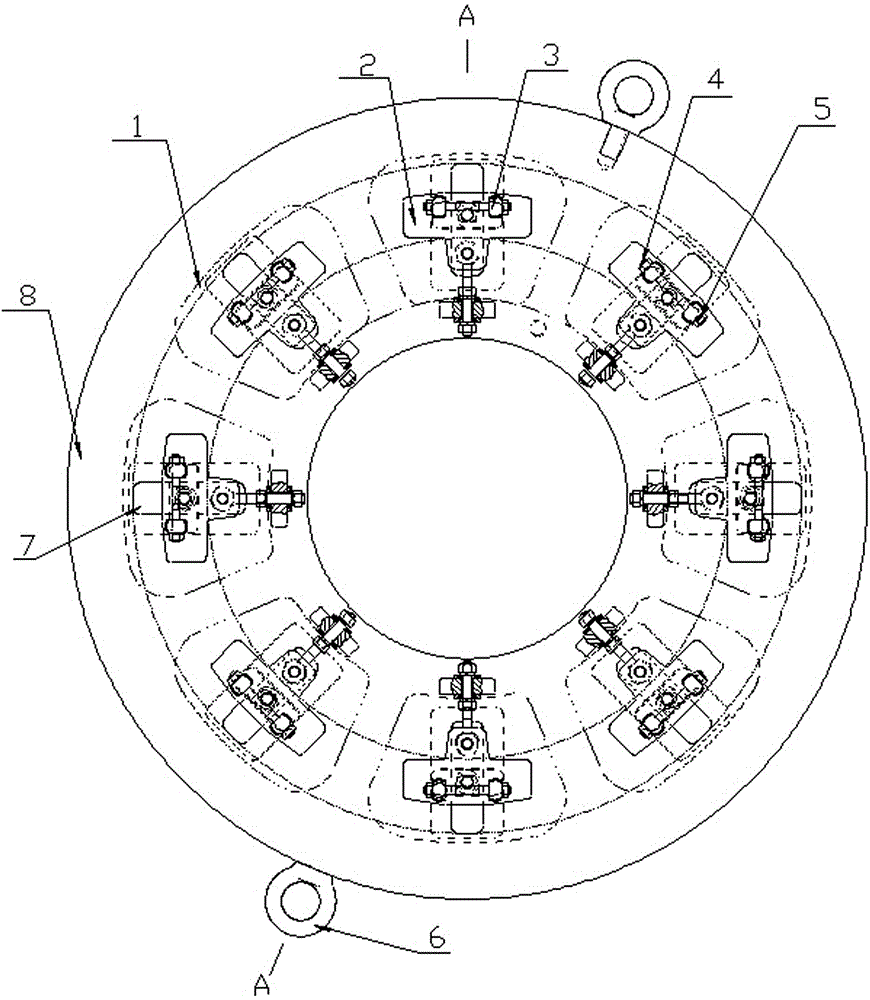 Universal fixture device and method for machining fan-shaped workpiece combinations