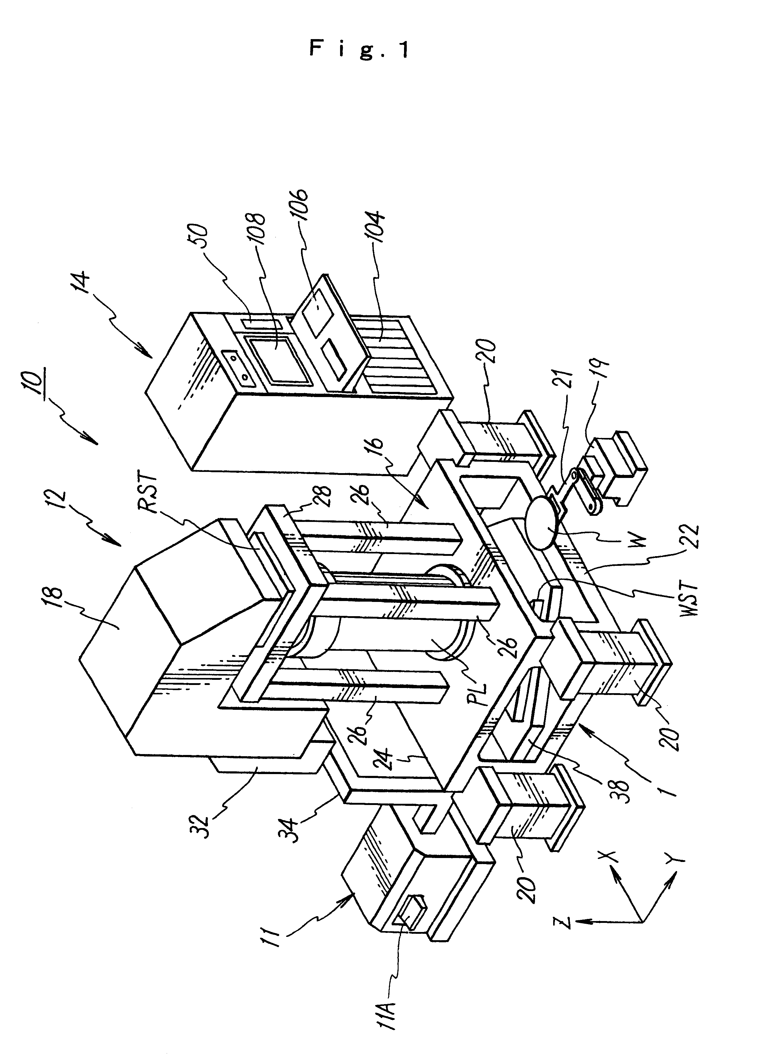 Stage apparatus, scanning type exposure apparatus, and device produced with the same