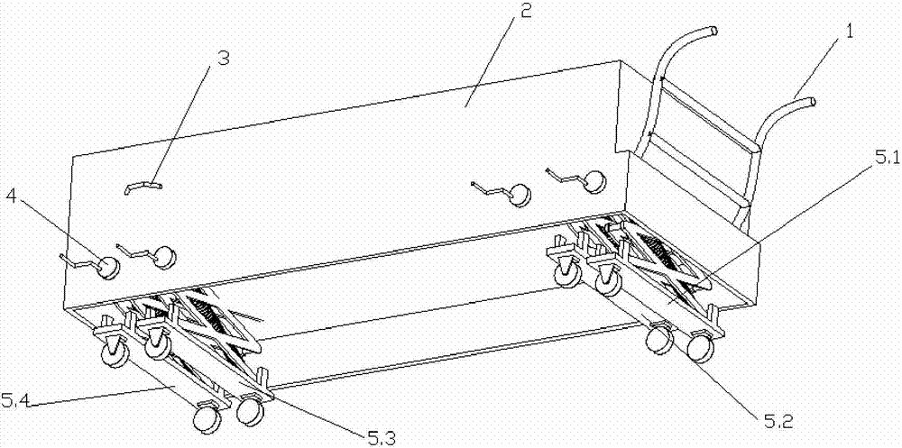 Cart with extension-type wheels