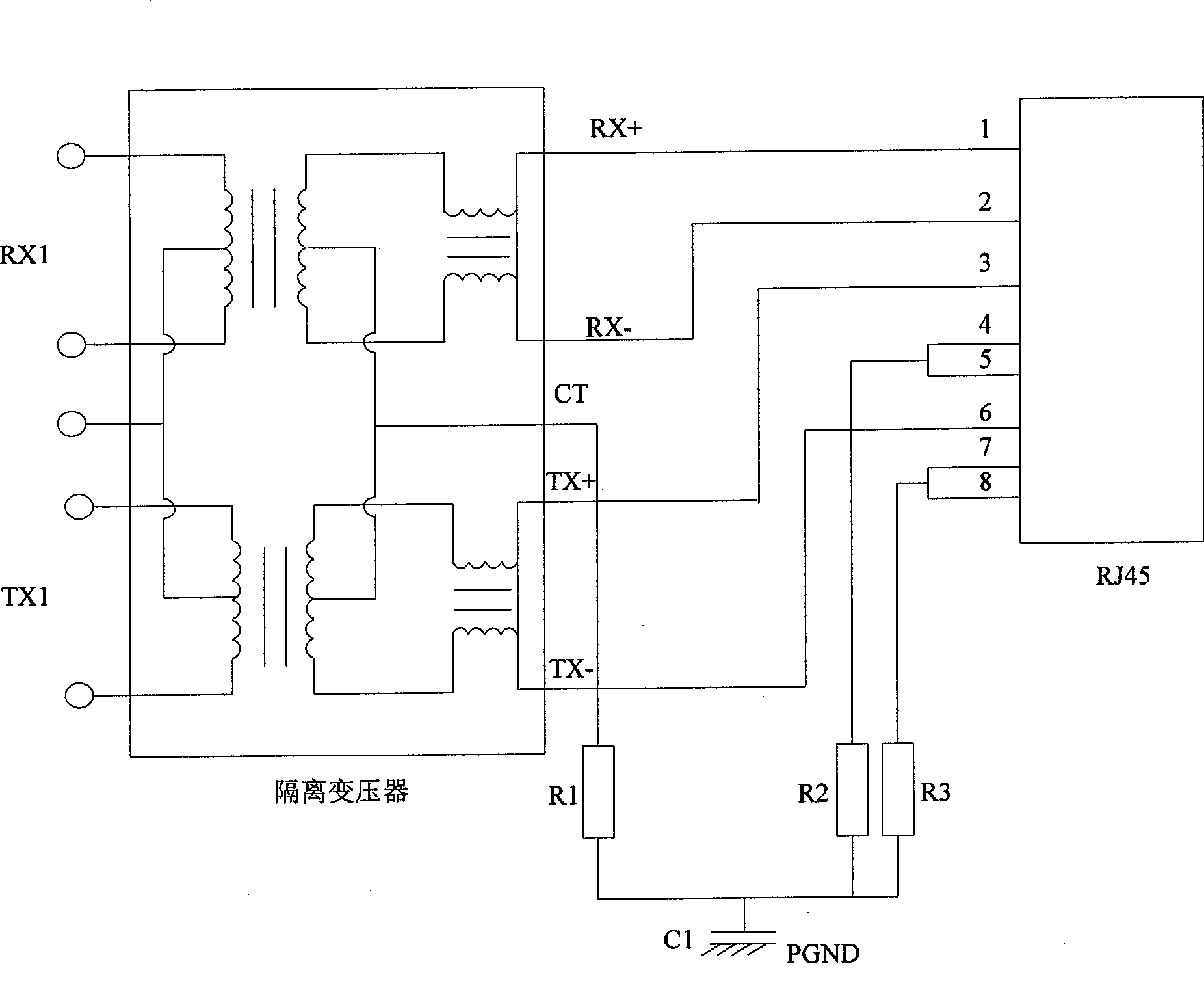 Isolated transformer device, printed circuit board and manufacturing process thereof