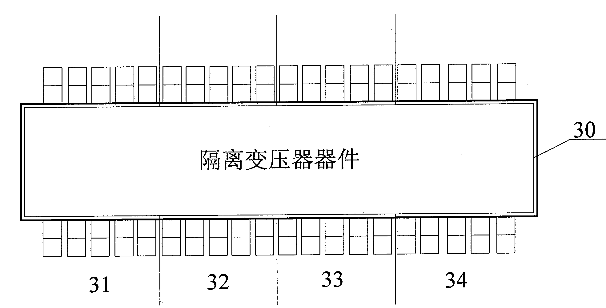 Isolated transformer device, printed circuit board and manufacturing process thereof