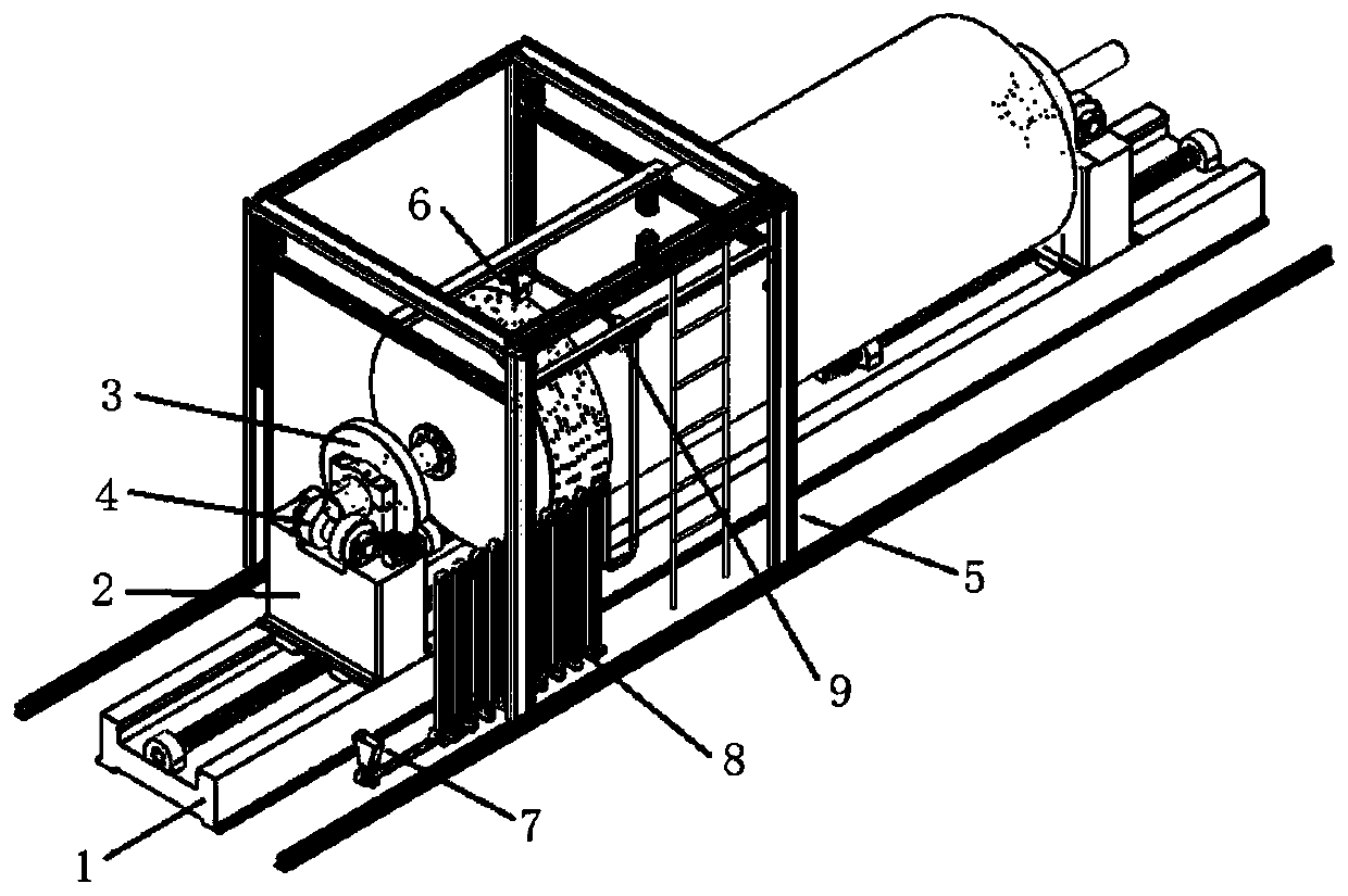 Automatic pasting robot system for rocket engine fuel storage box heat insulation layer