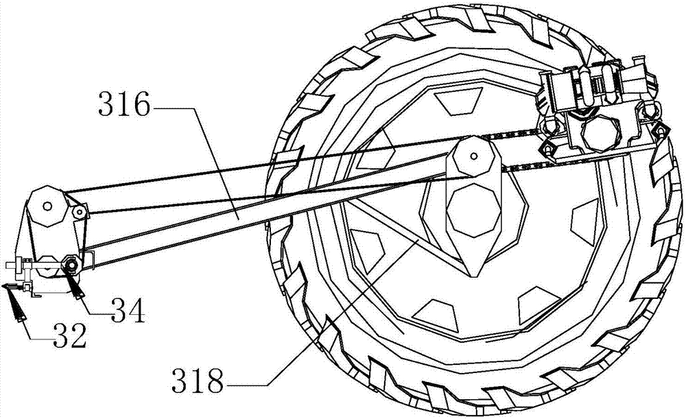 Double-header harvester with crawling ladder and capability of uniformly crushing straws