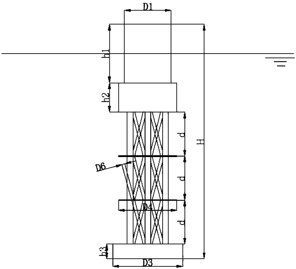 Spar type 5MW marine floating wind power generation platform