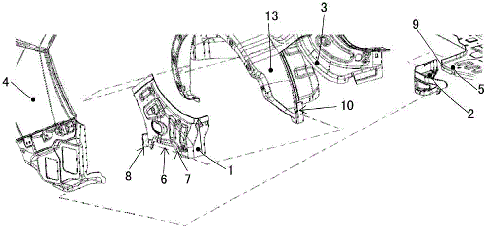 Rear connecting assembly of rear wheel cover