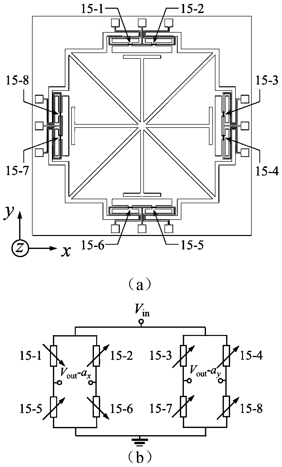 In-plane biaxial piezoresistive acceleration sensor chip and preparation method thereof