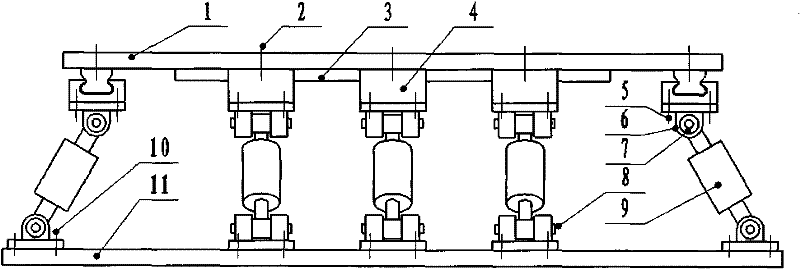 Triaxial vibration-decreasing/vibration-isolating platform of hammer crusher