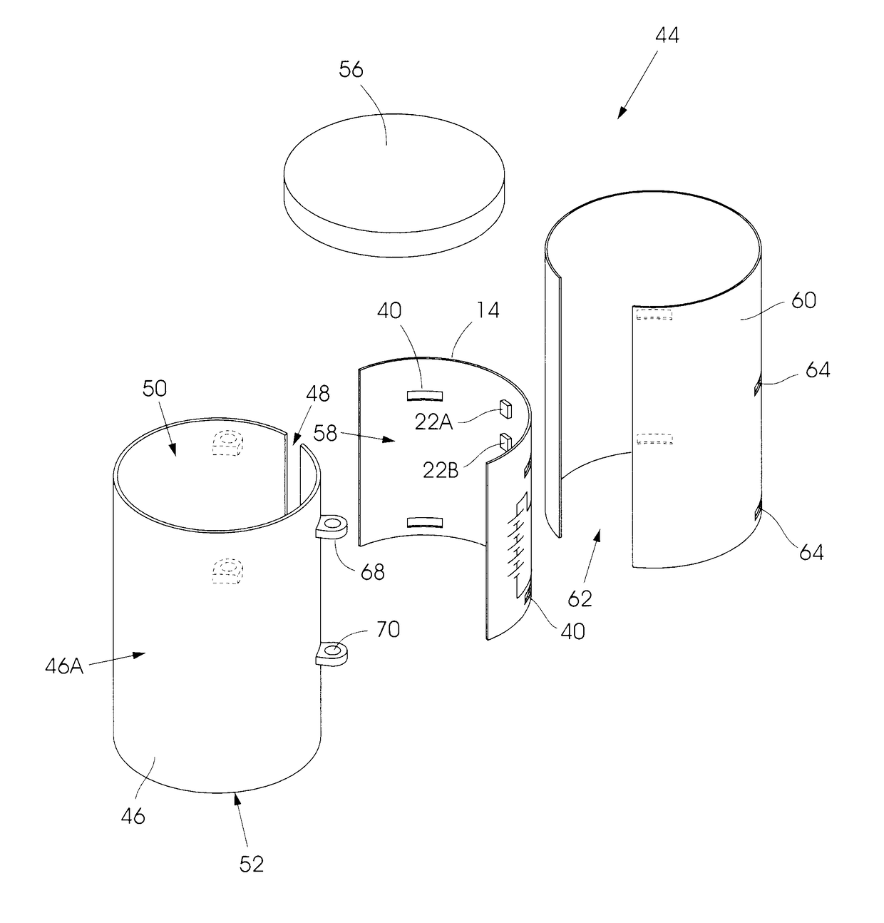 Booster comprising a printed electronic circuit