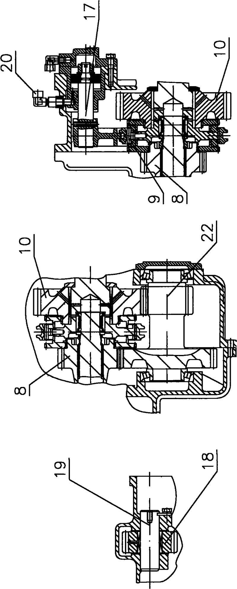 Light-duty automotive transmission with main box and secondary box