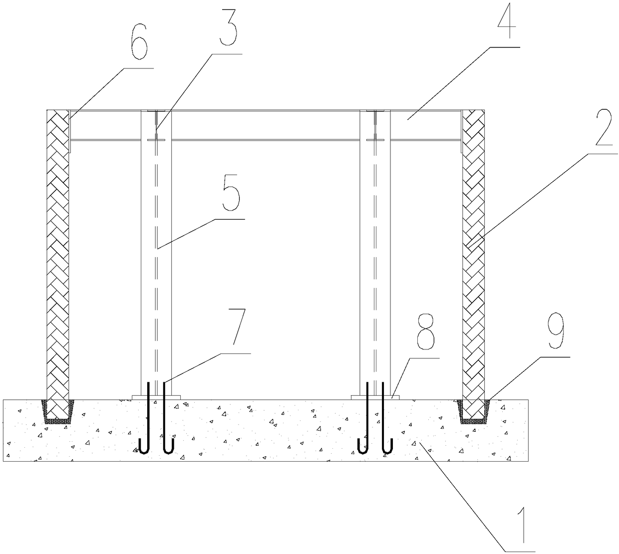 Overall-prefabricated main transformer foundation and oil pit structure used for indoor substation