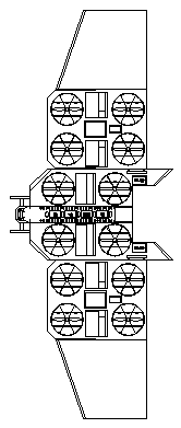 Zero rear thrust composite-wing cargo aircraft with turbofan composite ailerons and additional wings