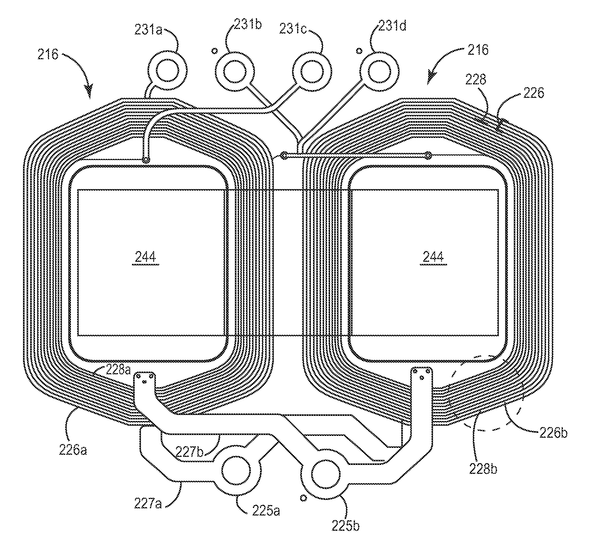 Integrated planar flyback transformer