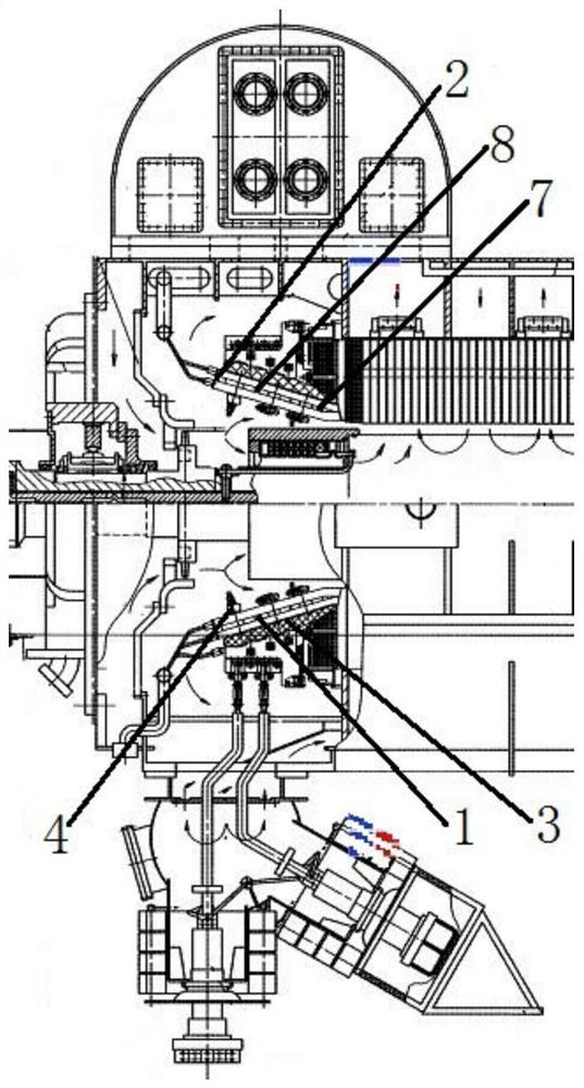 Steam turbine generator stator end nose end loosening treatment process method