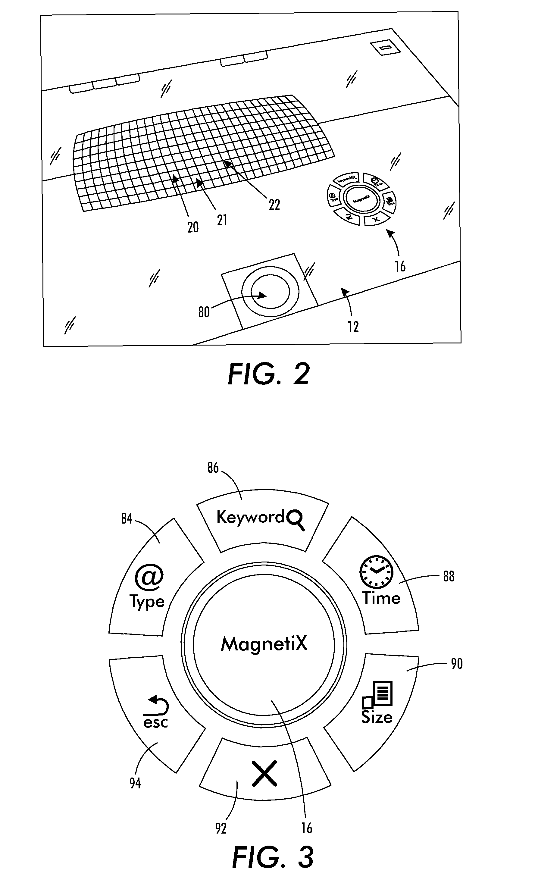 Query generation from displayed text documents using virtual magnets