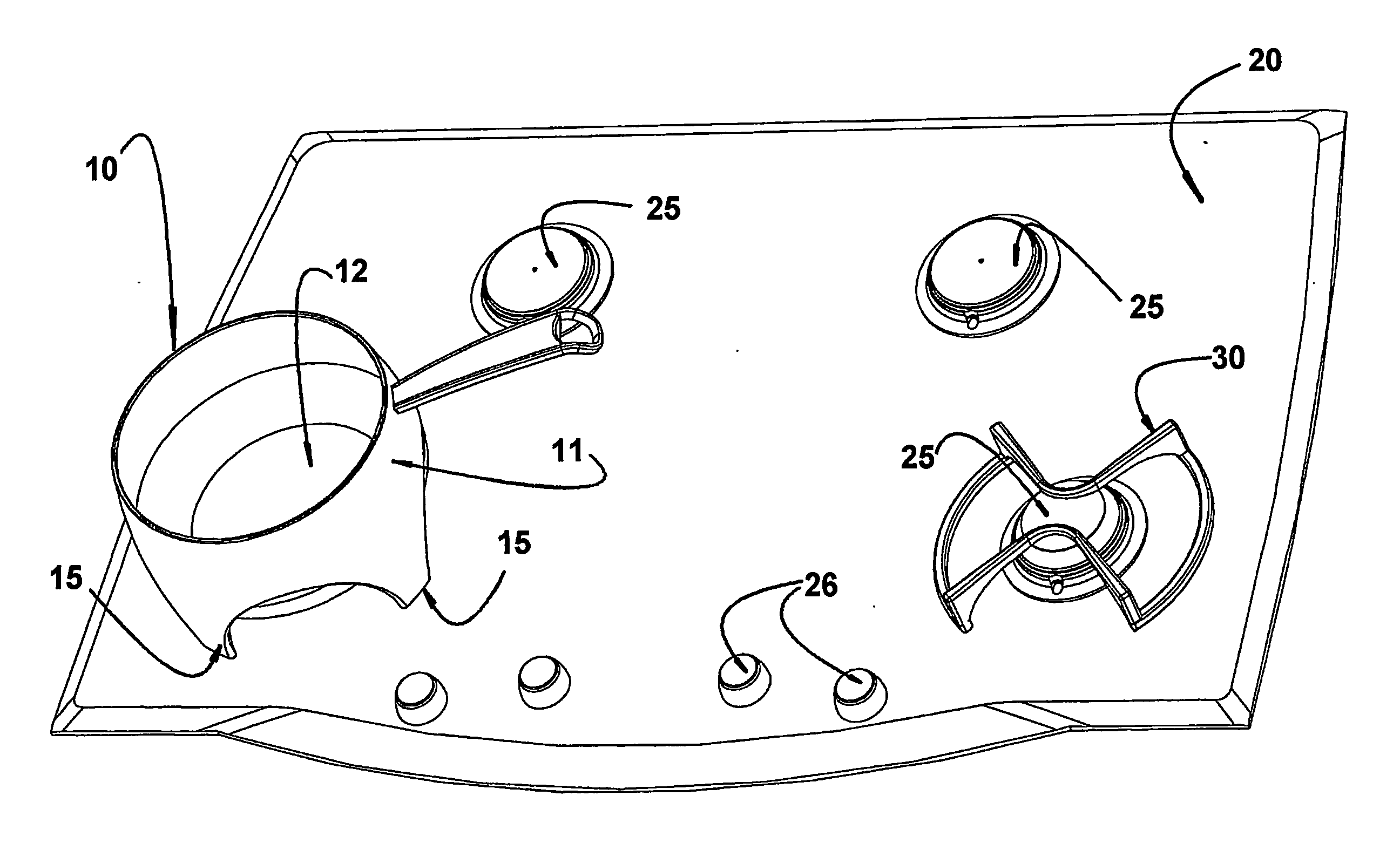 Constructive arrangement for cooking utensils