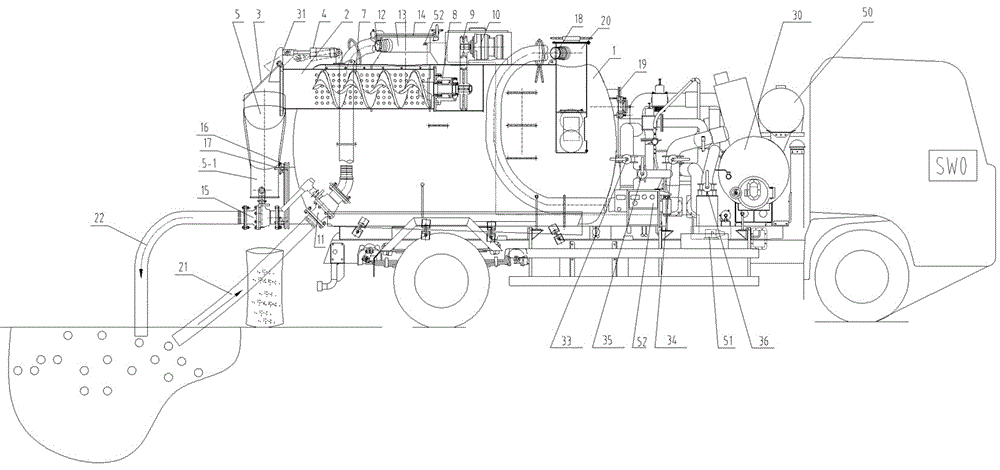 Powerful suction-type sewer scavenger