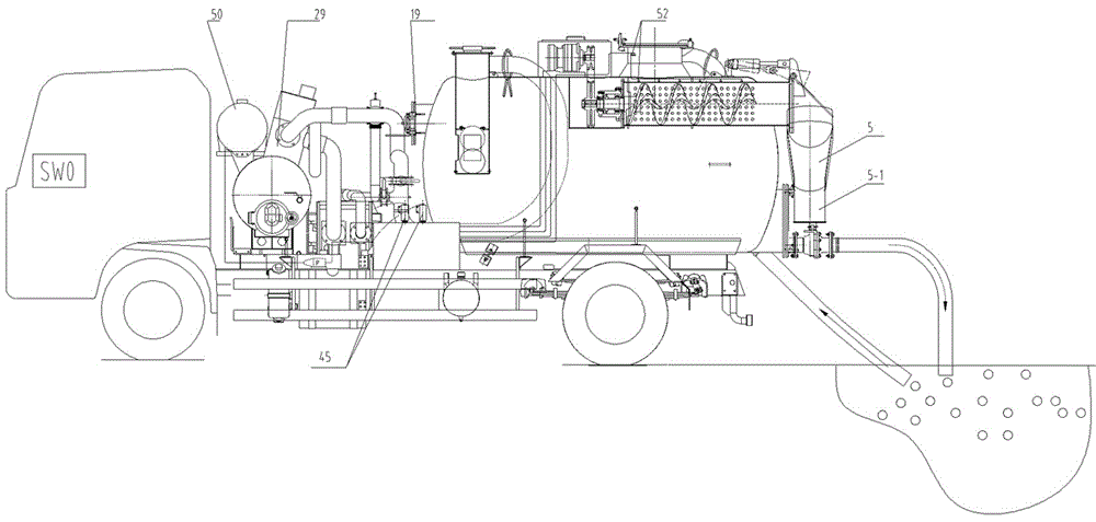 Powerful suction-type sewer scavenger