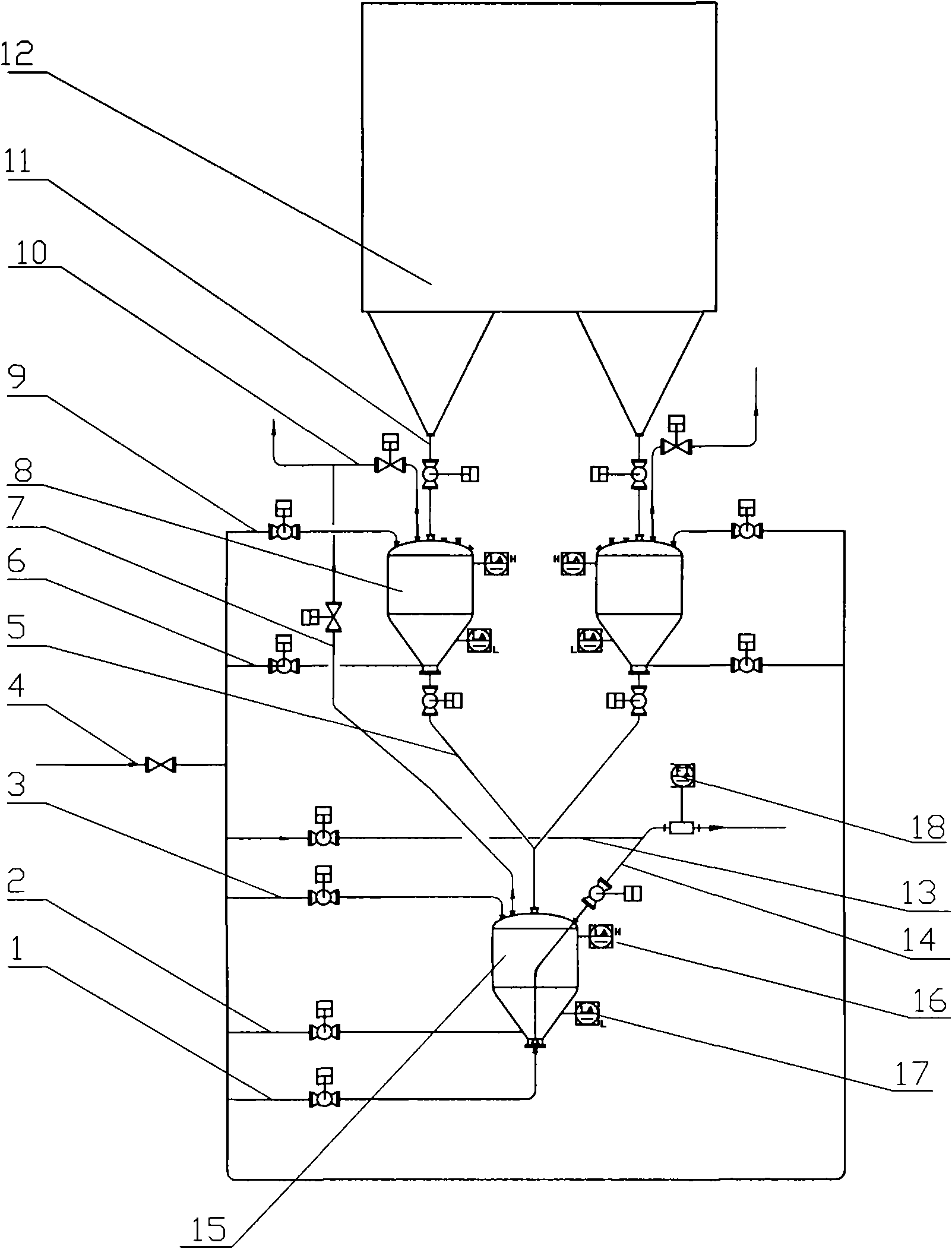 High-pressure continuous dense-phase biomass powder conveying device with height of delivery outlet adjustable