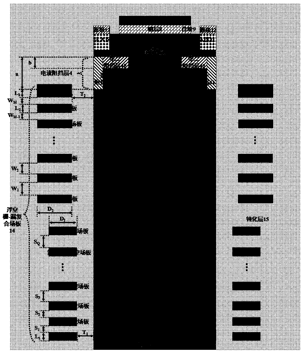 Floating gate-drain composite field plate vertical power electronic device