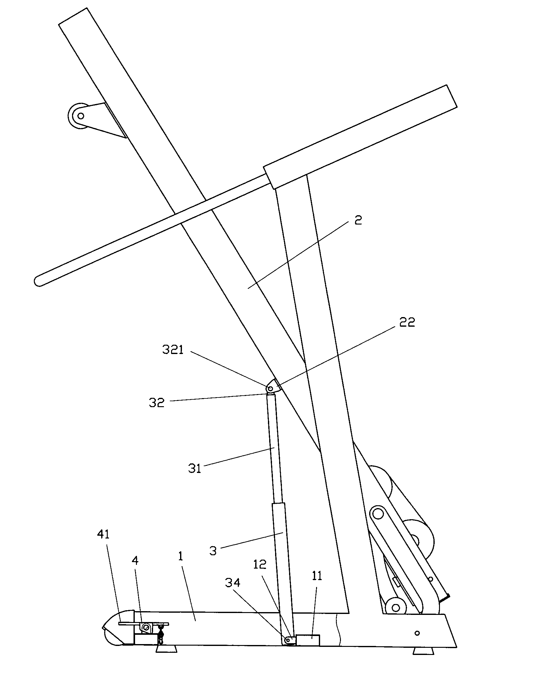 Jogging machine having a platform folding structure