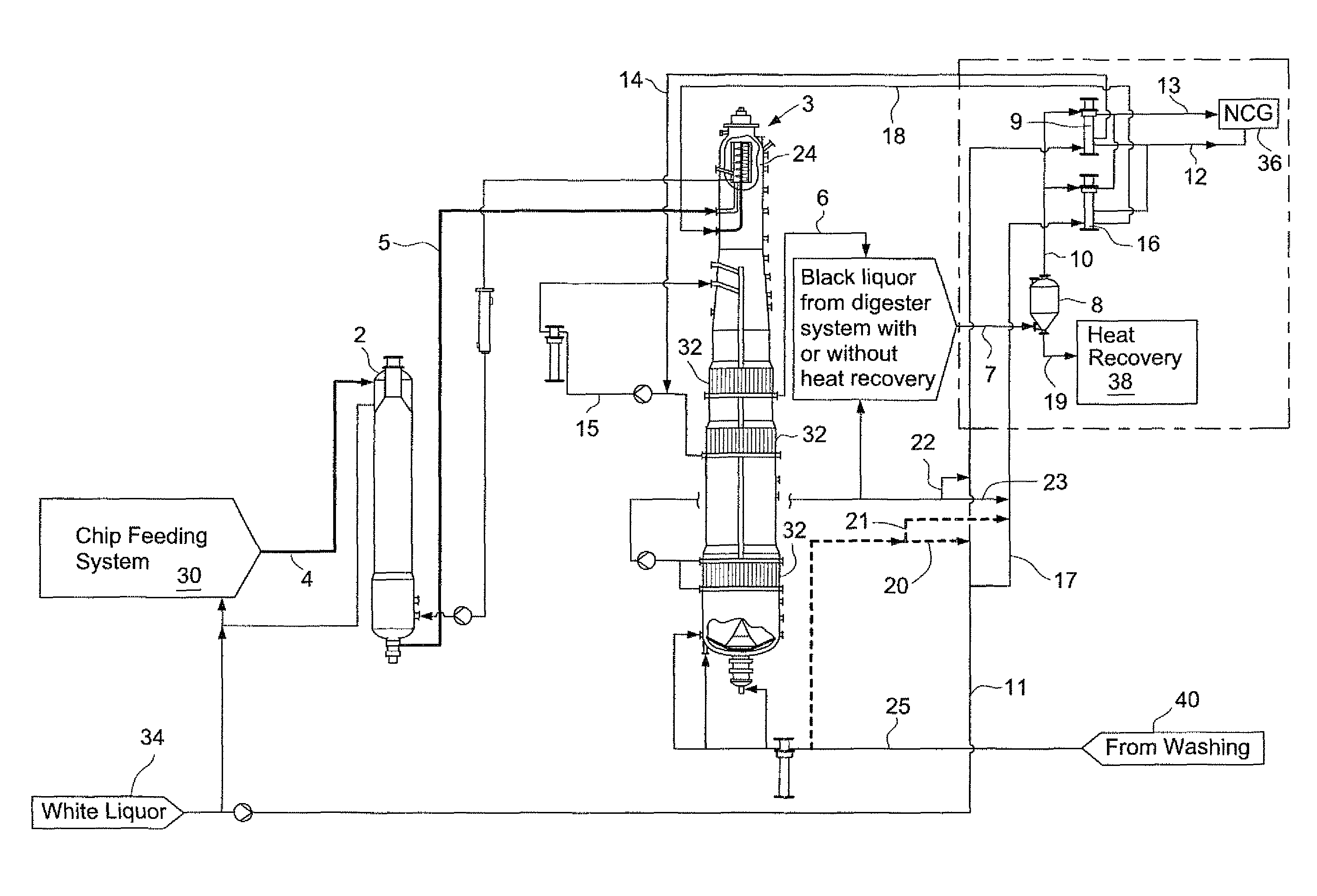 Heat recovery from spent cooking liquor in a digester plant of a chemical pulp mill