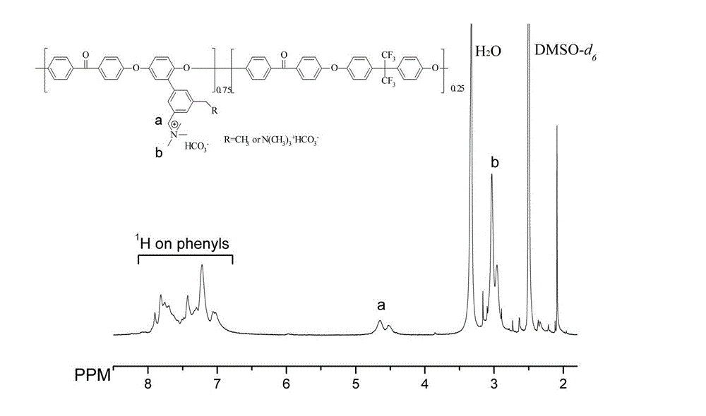 Polyaryletherketone anion conducting membrane material with side chain containing quaternary ammonium salt group and its preparation method