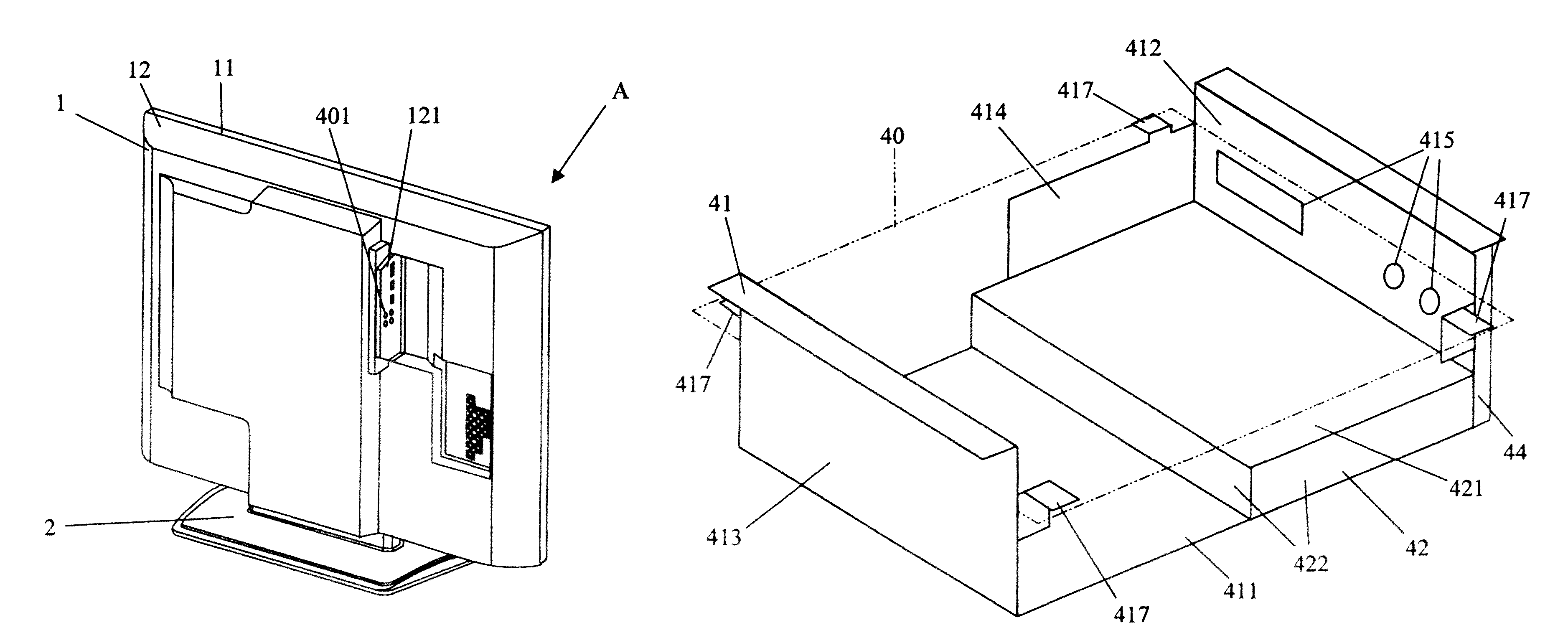 Shielding structure of thin type monitor device