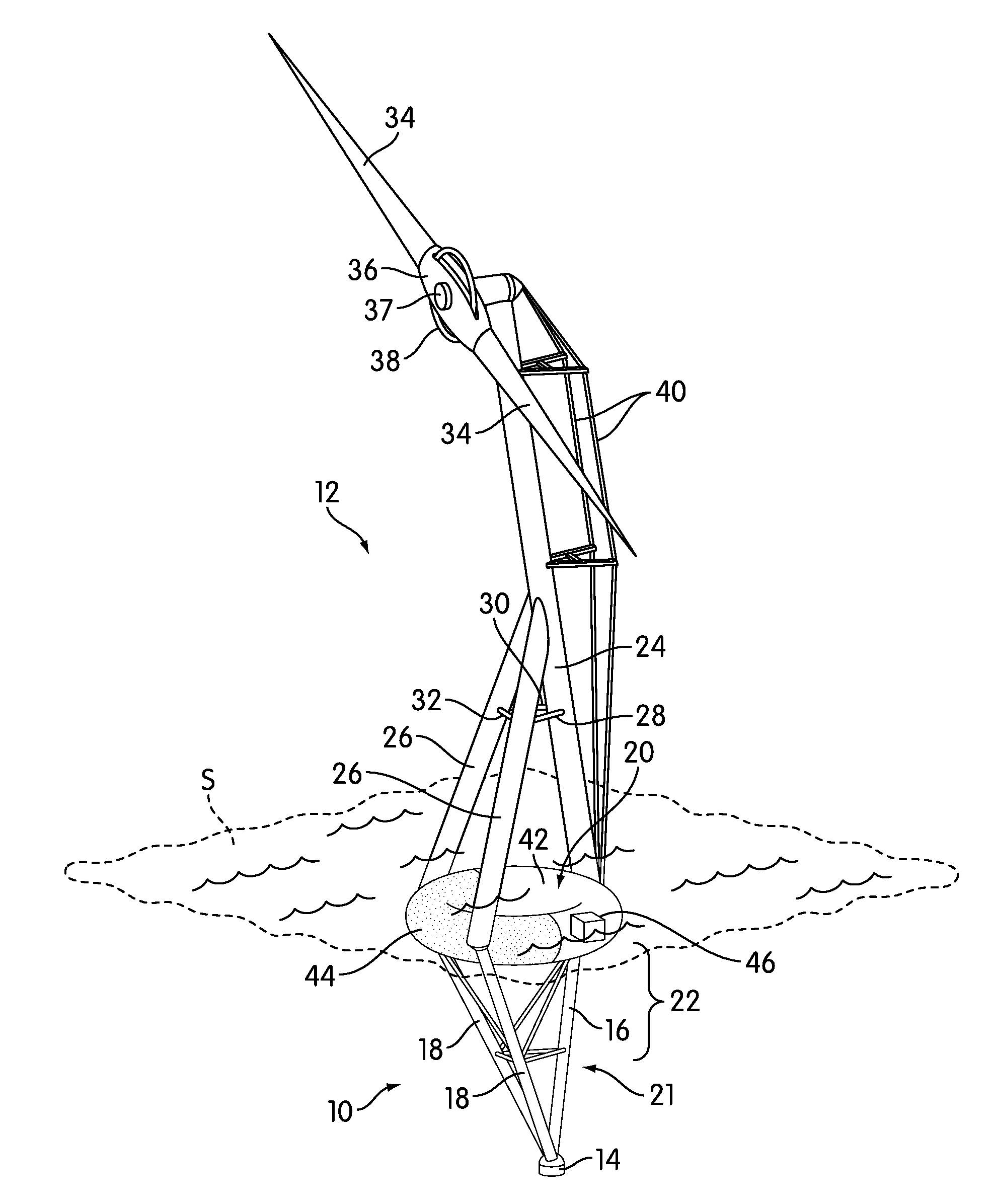 Floating underwater support structure