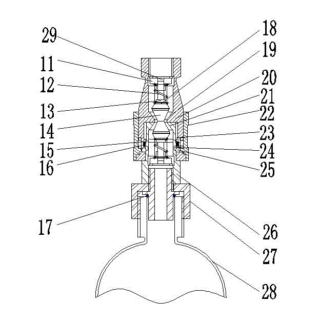 Closed sampling device with fast connectors