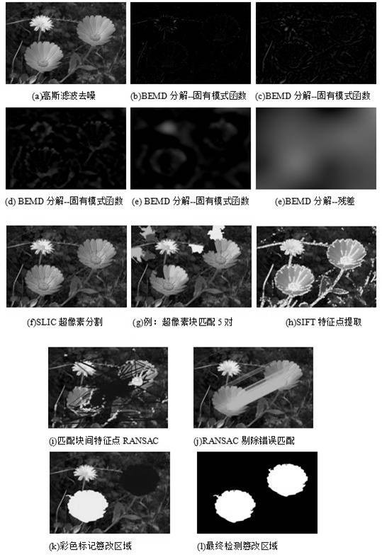 Homologous local duplication detection method based on superpixel multi-feature matching