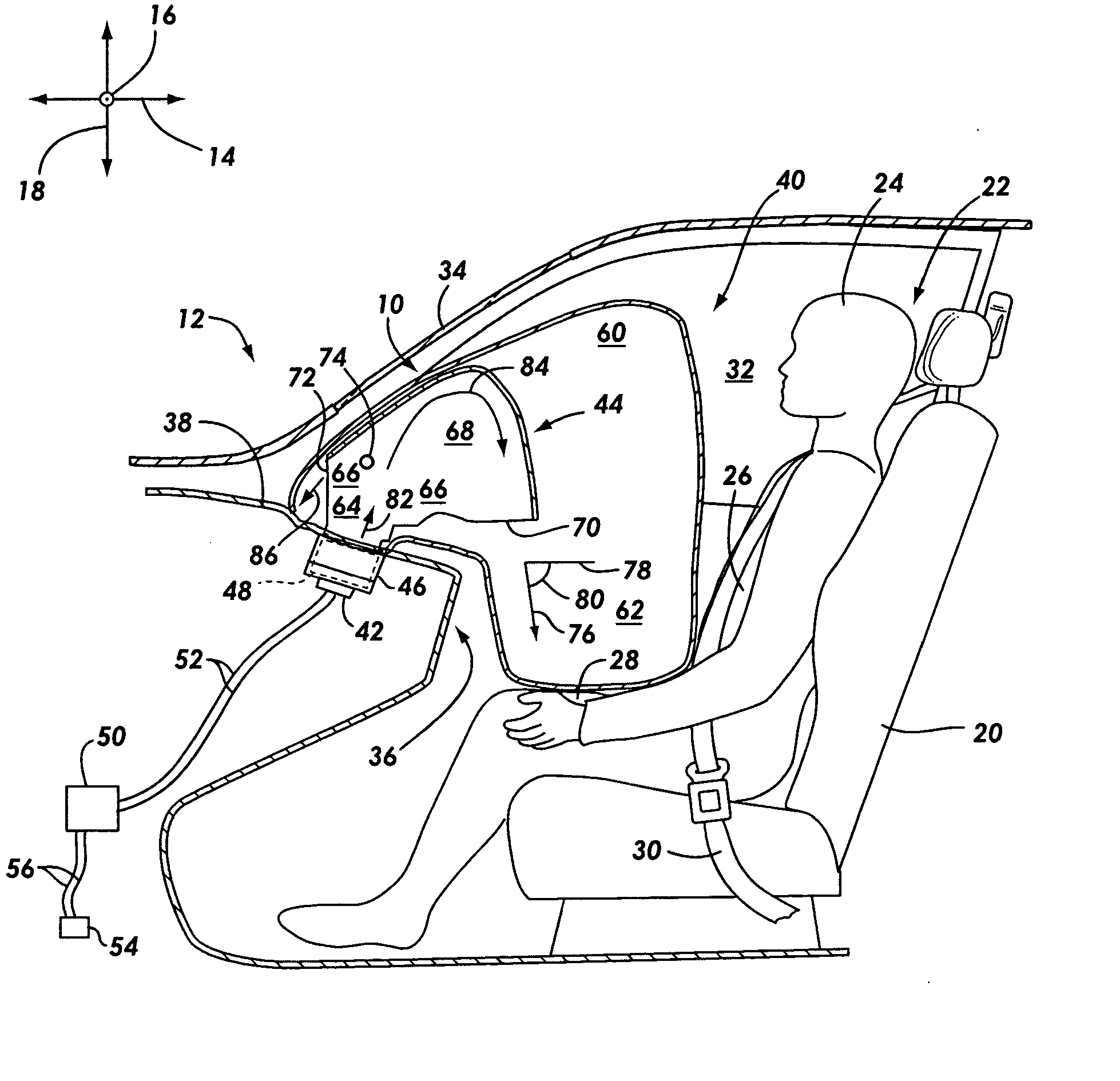 Gas flow deflection apparatus and method for airbag systems