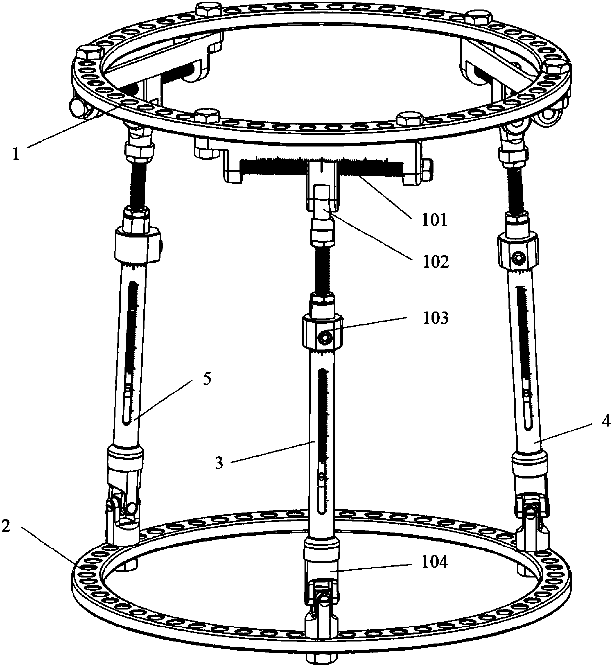 Free connecting type three-branched chain parallel orthopedic external fixing support